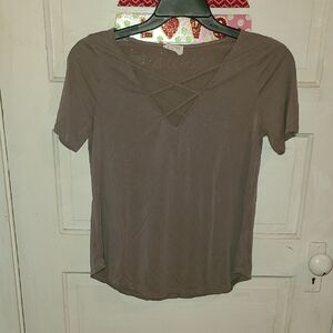 Sienna Sky Taupe Short Sleeve Top